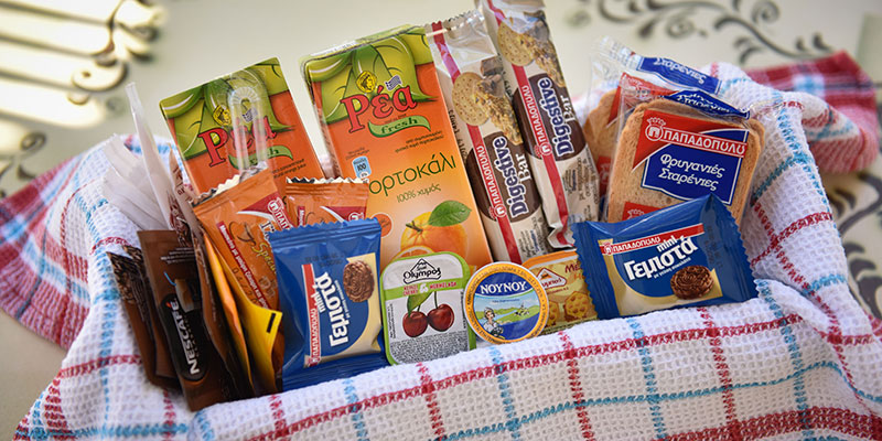 Breakfast basket replenished every day